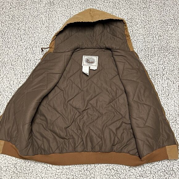 VTG Walls Outdoors Vest Mens XL Brown Duck Hooded Full-Zip Thermal Lined USA - Picture 9 of 14